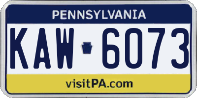 PA license plate KAW6073