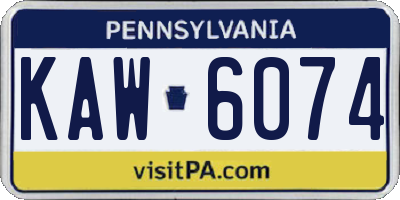 PA license plate KAW6074