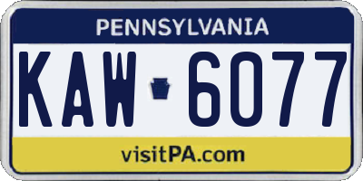 PA license plate KAW6077