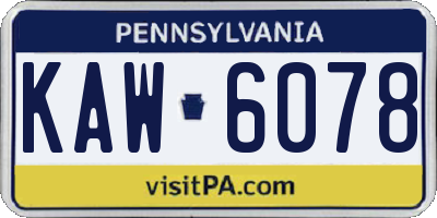 PA license plate KAW6078