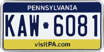 PA license plate KAW6081