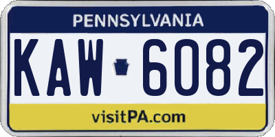 PA license plate KAW6082