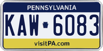 PA license plate KAW6083