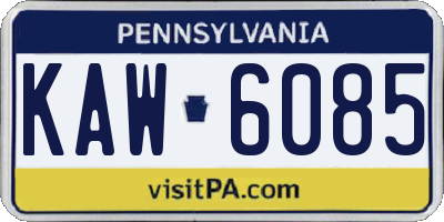 PA license plate KAW6085