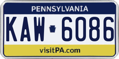PA license plate KAW6086