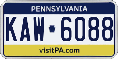 PA license plate KAW6088