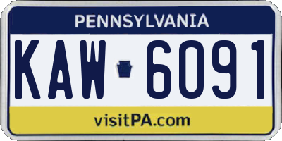 PA license plate KAW6091