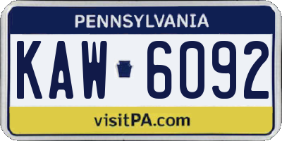 PA license plate KAW6092