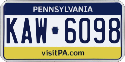 PA license plate KAW6098