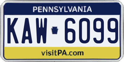 PA license plate KAW6099
