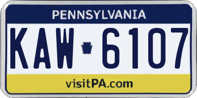 PA license plate KAW6107