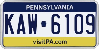 PA license plate KAW6109