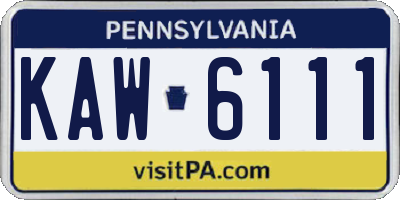 PA license plate KAW6111