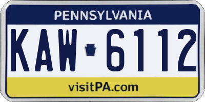 PA license plate KAW6112