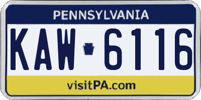 PA license plate KAW6116