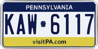 PA license plate KAW6117