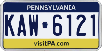 PA license plate KAW6121