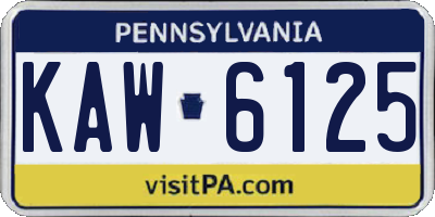 PA license plate KAW6125