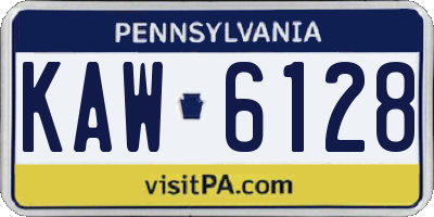 PA license plate KAW6128