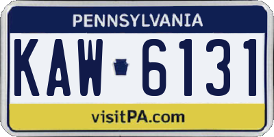 PA license plate KAW6131