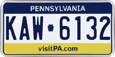 PA license plate KAW6132