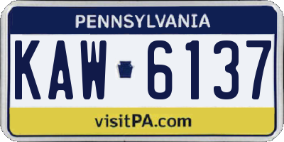 PA license plate KAW6137