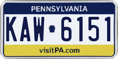 PA license plate KAW6151
