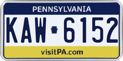PA license plate KAW6152