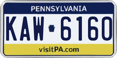 PA license plate KAW6160