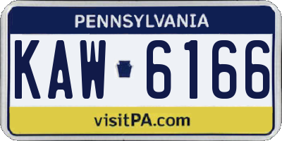 PA license plate KAW6166