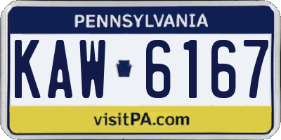 PA license plate KAW6167