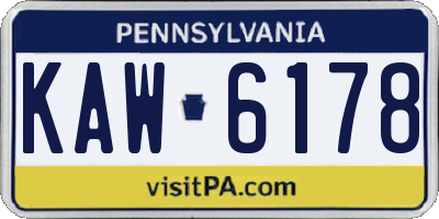 PA license plate KAW6178