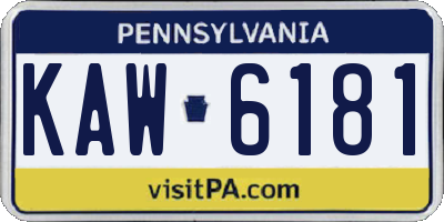 PA license plate KAW6181