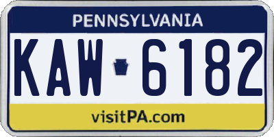 PA license plate KAW6182