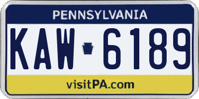 PA license plate KAW6189