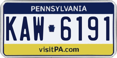 PA license plate KAW6191