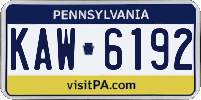 PA license plate KAW6192