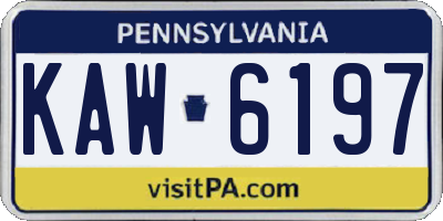 PA license plate KAW6197