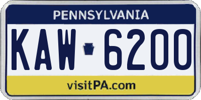 PA license plate KAW6200