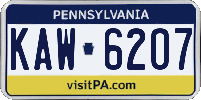 PA license plate KAW6207