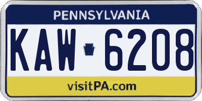 PA license plate KAW6208