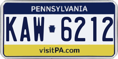 PA license plate KAW6212