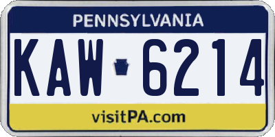 PA license plate KAW6214