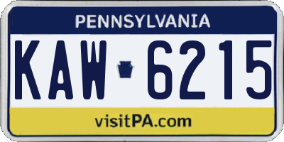 PA license plate KAW6215
