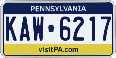 PA license plate KAW6217