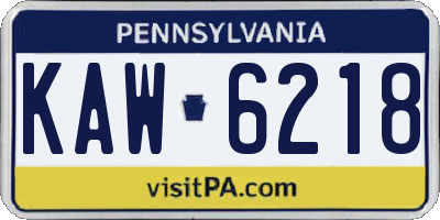 PA license plate KAW6218