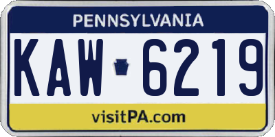 PA license plate KAW6219
