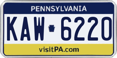 PA license plate KAW6220