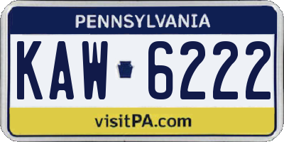 PA license plate KAW6222