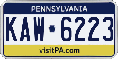 PA license plate KAW6223